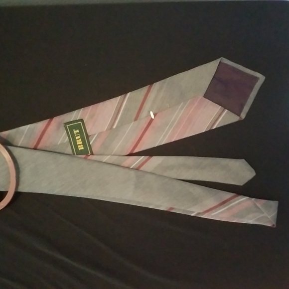 TIE Stripe Grey Burgundy BRUT Embroidered - Picture 6 of 6